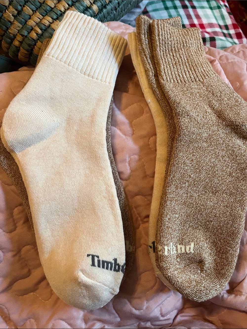 Timberland Men's Crew Sock Duo in Cream and Brown Heather 4 pairs